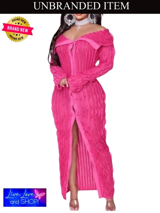 Dresses & Skirts - DRESS: Hot Pink Sheer Off Shoulder Ruffle Dress, NWOT